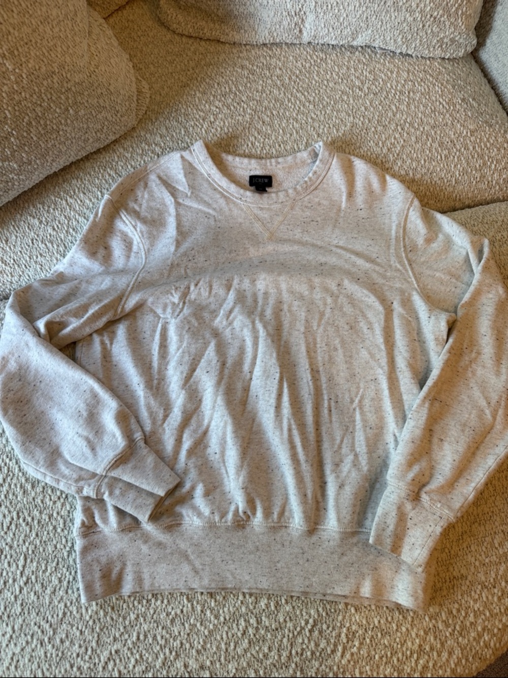 J. Crew Factory Men's Speckled Cream Crewneck Sweater